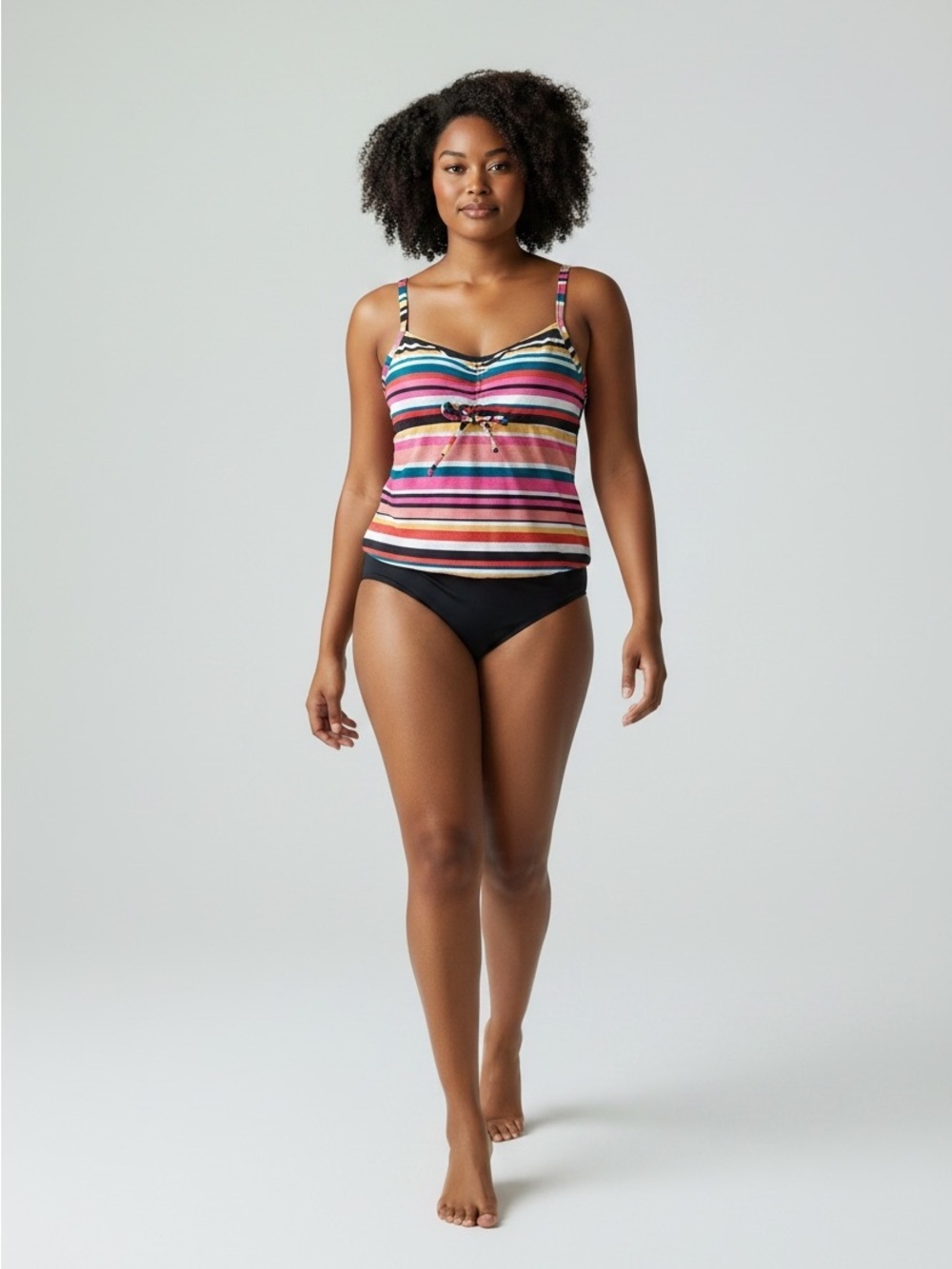 Christina Multicolor Striped Top w Black Bottom